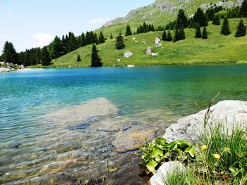 Scenic view of lake against sky