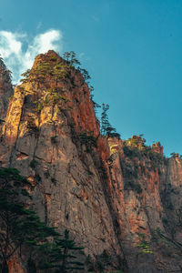 Low angle view of rock formations against sky