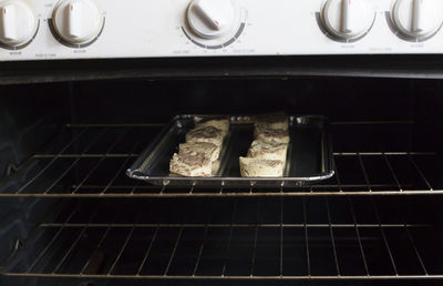 High angle view of food in kitchen