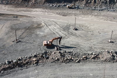 High angle view of man on mountain