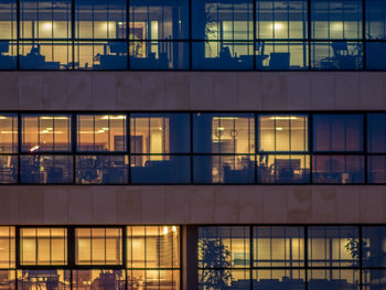 Full frame shot of modern building at night