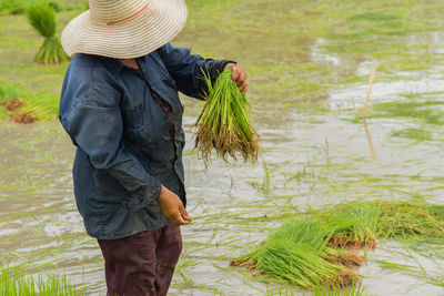 Woman working in farm