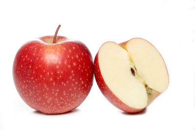 Close-up of apple against white background
