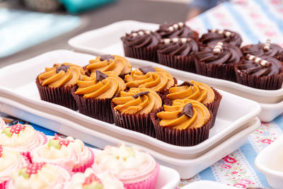 Close-up of cupcakes on table