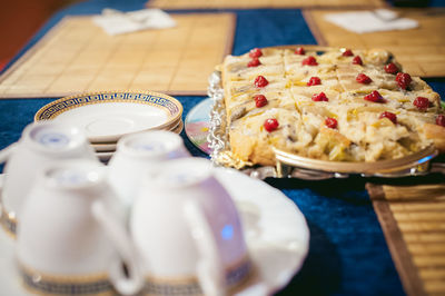 Close-up of food in plate on table