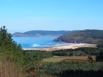 Scenic view of sea and mountains