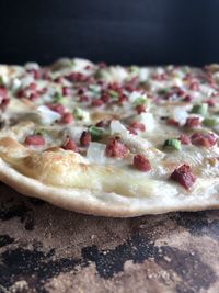 Close-up of pizza on table