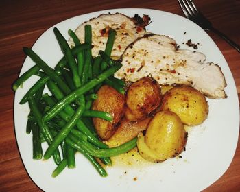 Close-up of meal served on plate