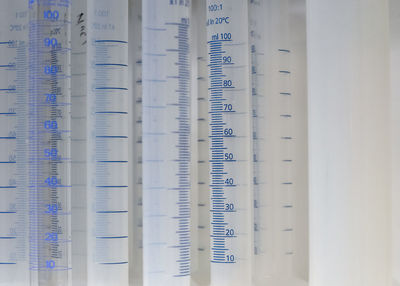 Measuring vials in a laboratory display case