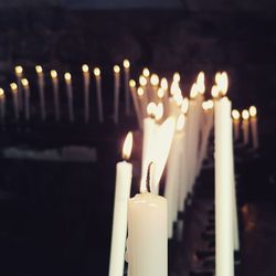 Close-up of burning candles