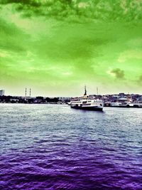 Scenic view of sea against cloudy sky