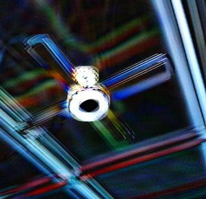 Low angle view of illuminated escalator