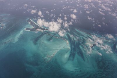 Aerial view of exuma in sea