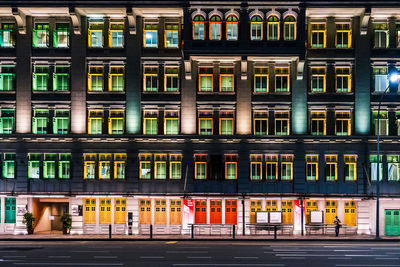 Full frame shot of illuminated building at night