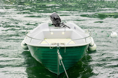 High angle view of boat in lake