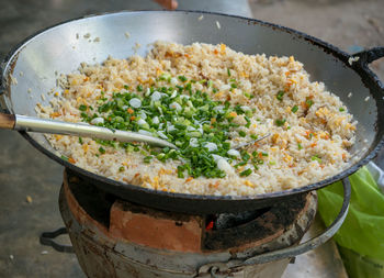 High angle view of food in container