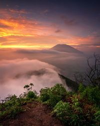 Scenic view of landscape against sky during sunset