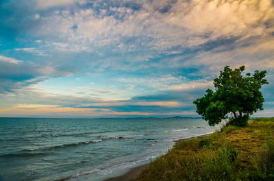 Scenic view of sea against sky during sunset