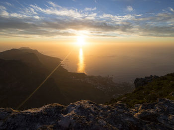 Scenic view of sunset over sea