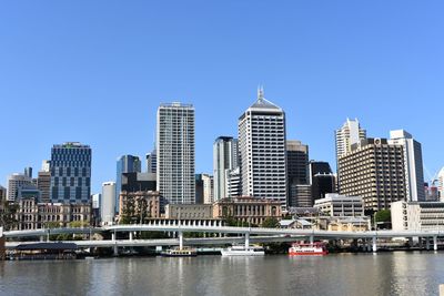 River by city against clear sky