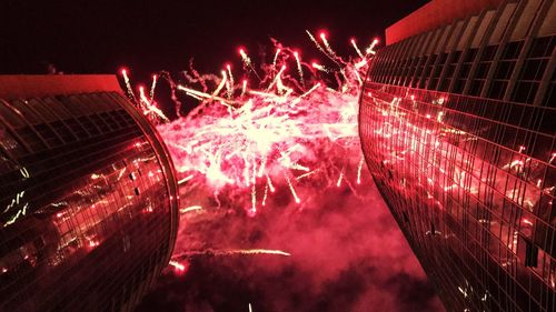 Firework display at night