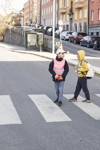 Children crossing road