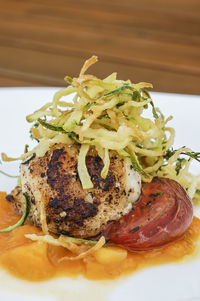 Close-up of meat served in plate