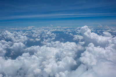 Aerial view of clouds against blue sky