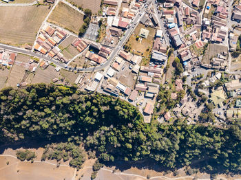 High angle view of buildings in city