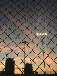 View of built structures at sunset