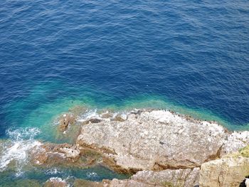 Scenic view of sea against blue sky