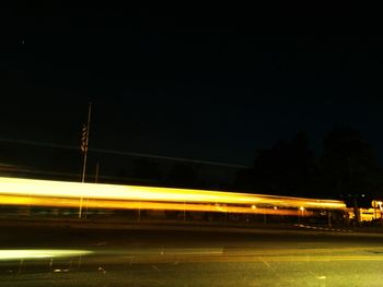 Light trails on road at night