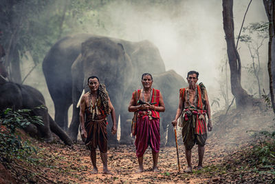 People standing on mountain road