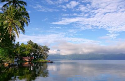 Scenic view of lake against sky