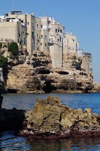 View of fort against buildings