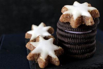 Close-up of cookies on table