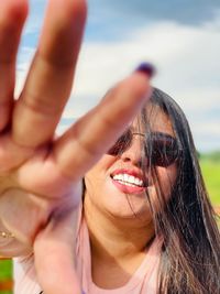 Close-up portrait of a smiling woman