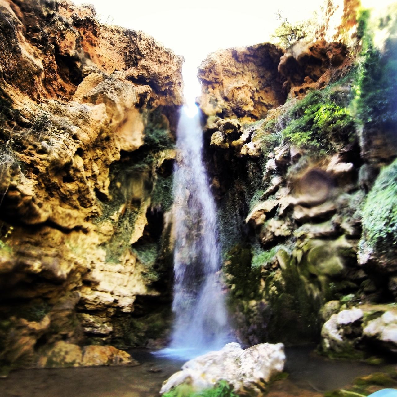 waterfall, motion, flowing water, rock - object, long exposure, water, flowing, rock formation, beauty in nature, nature, scenics, blurred motion, forest, rock, stream, tree, power in nature, low angle view, idyllic, outdoors