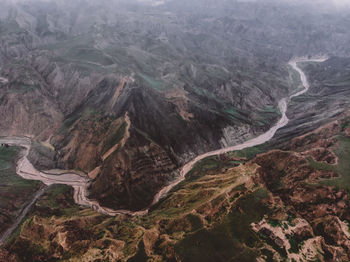 High angle view of rocky mountains