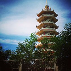 Low angle view of temple against sky