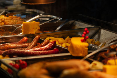 Close-up of seafood on barbecue grill