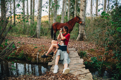 Women in forest