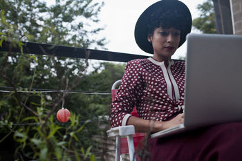 Young woman working on a laptop