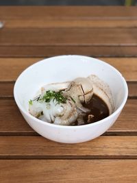 High angle view of food in bowl on table