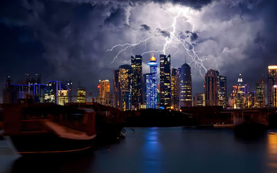 Illuminated city at night