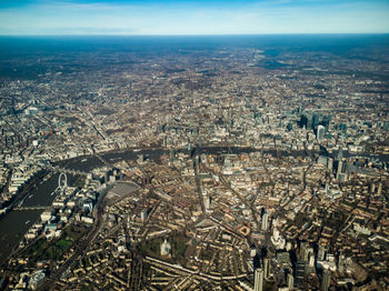 High angle view of cityscape against sky