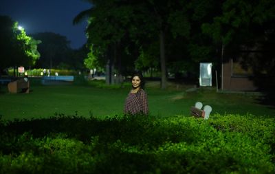 Girl at night in millennium city gurgaon. 