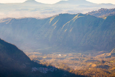 Aerial view of dramatic landscape against sky