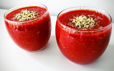 Close-up of fresh red juice