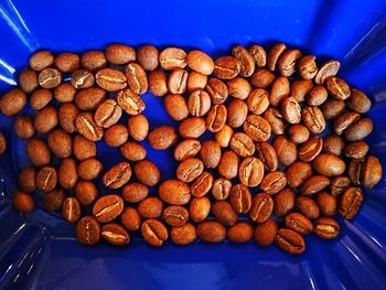 High angle view of coffee beans in container